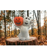 Ghost &amp; Pumpkin Vintage Ceramic Votive Candleholder In Box Jack-O-Lantern - $30.96