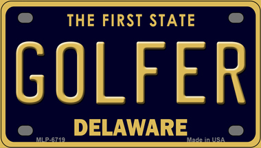 Golfer Delaware Novelty Mini Metal License Plate Tag - $14.95