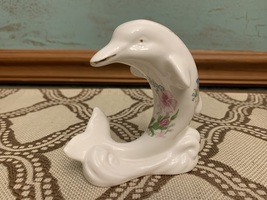 AYNSLEY Fine Bone China Colorful Wildflower Imprint on a White Dolphin Figurine - $35.99