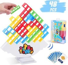 48 PCS Tetra Tower Game Stack Attack Game for Adults Kids Balance Stacking Board - £31.67 GBP