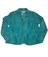 XL Requirements Green Quilted Lined Jacket Blazer Brass Snaps Faux Pocke... - £17.35 GBP