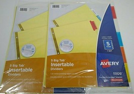 AVERY 5-Tab Binder Dividers, Big Tabs, 2 Sets (11109) Insertable Multicolor - £1.96 GBP