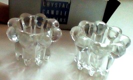 Elegance Crystal 2&quot; Candle Holders In Original Box Set Of 2 Flower Shape... - £10.87 GBP