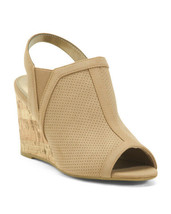 New Life Stride Beige Wedge Comfort Sandals Size 8 M - £34.31 GBP