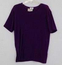 JOSTAR WOMENS TOP SIZE SMALL EGGPLANT PURPLE SHORT SLEEVE TOP STRETCHY NWD - £6.28 GBP