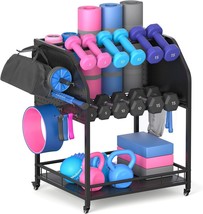 Dumbbell Rack for Home Gym Storage Rack 3 Tier Yoga Mat Kettlebell Dumbb... - $47.50