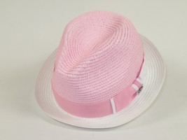 Men's Bently Semi Crushable Fedora Briad Straw Hat Enzo EN202 Pink White image 4