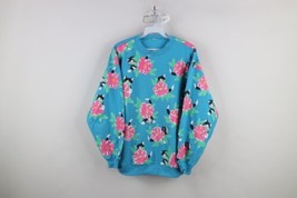 Vintage 90s Streetwear Womens XL Flower Cat Kitten All Over Print Sweatshirt - £68.84 GBP