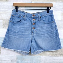 J Crew Denim Button Fly Cut Off Denim Shorts Blue Light Wash High Rise Womens 27 - £22.19 GBP