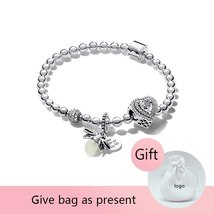 Trend S925 Silver Fluorescent Heart Bracelet Set Christmas Couple Firefly Love H - £60.21 GBP