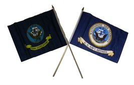 AES 12x18 12&quot;x18&quot; Wholesale Combo Navy Ship &amp; Retired Still Serving Stick Flag - £10.45 GBP