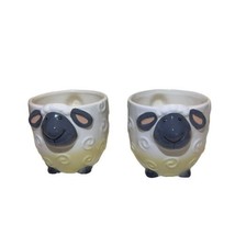 Pier 1 Imports Coffee Cup Sheep Lamb 3D Mug Set of #2 - 20 oz Cups Grey White - £19.67 GBP