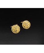 18K GOLD - Vintage Antique Enamel Floral Leaf Chain Cuff Links - GOT055 - £592.27 GBP