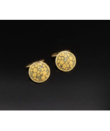 18K GOLD - Vintage Antique Enamel Floral Leaf Chain Cuff Links - GOT055 - $1,036.59 CAD