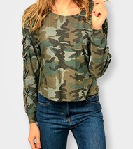 Camo T Shirt Top Size Med Available By Angela NEW Laced Long Sleeves Choice - $10.55