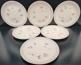 6 Johnson Brothers Zephyr Dinner Plate Set Vintage Floral Retro Dish Eng... - £61.01 GBP