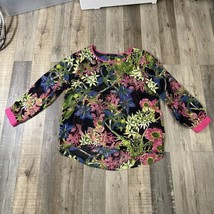 Ashley Stewart red floral pattern long sleeve size 18/20 see through blo... - $4.88