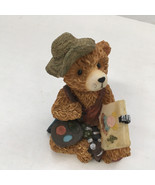 Vintage small resin  brown bear figurine painting a picture artist bear - $27.06 CAD