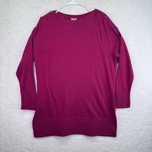 Chicos Sweater Womens Large Tunic Dark Pink Shoulder Buttons Accents Lon... - £19.73 GBP