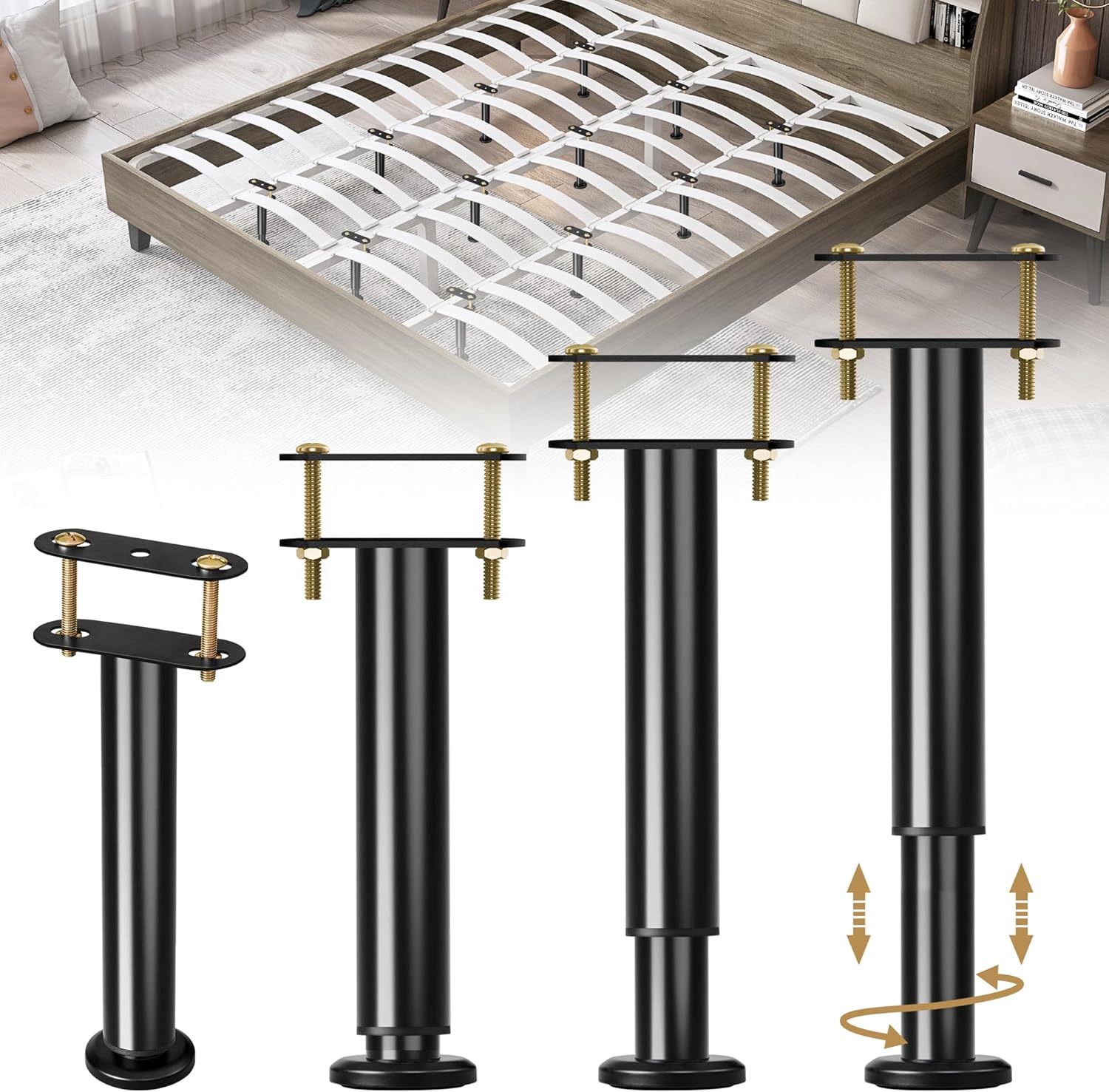 Set Of 4 Adjustable Bed Legs Replacement, Upgrade Under Bed Support Leg ... - $43.92
