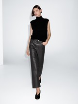 HIGH-WAIST STRAIGHT-LEG WAXED TROUSERS - $49.45 CAD