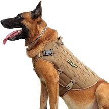 Medium Dog Harness, Metal Coyote Brown, Tactical Dog Vest With Molle Sys... - $34.99