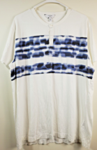 Calvin Klein Henley T Shirt Mens Size XL White Blue Black Crew Neck Pullover - £11.48 GBP
