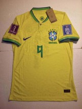 Richarlison Brazil 2022 World Cup Qatar Match Slim Fit Yellow Home Soccer Jersey - £86.14 GBP