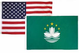 3x5 3x5 Wholesale Set (2 Pack) USA American &amp; Macau Country Flag Banner - £7.85 GBP