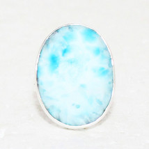 925 Sterling Silver Larimar Ring Handmade Jewelry Birthstone Ring Gift For Her - £39.14 GBP