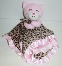 Carters Kitty Cat Pink Leopard Baby Girl Security Blanket 16" Soft Rattle Ruffle - $24.16