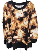NWT LuLaRoe Large Brown Cream Gold Black Tie Dye Hannah SWEATSHIRT - $44.54