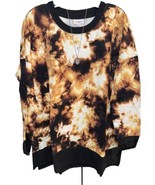 NWT LuLaRoe Large Brown Cream Gold Black Tie Dye Hannah SWEATSHIRT - $44.54