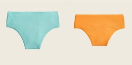 New J Crew Women Ribbed High Leg Cut Aqua Blue Orange Swim Bikini Bottom Sz S - £13.36 GBP
