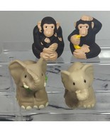 Fisher Price Talkers Animals 2 Chimpanzee Monkeys 2 Elephants Lot of 4  - $9.89