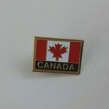 Vintage Canadian Maple Leaf Canada Rectangle .5&quot; Lapel Pin - $5.45