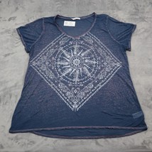 Maurices Shirt Womens 3 Blue Short Sleeve VNeck Studded Paisley Casual Tee - $23.75