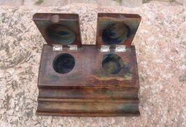 Wooden inkwell, antique mid century wooden inkwell, authentic condition - $50.00