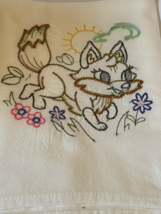 1 Dishtowel Tea towels Woodland Animals Red Fox Flowers 100% Cotton 32&quot; ... - £7.77 GBP