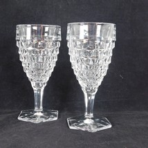Lot of 2 Fostoria American Clear Glass Water Goblet 7&quot; tall 9 oz Diamond... - £15.21 GBP