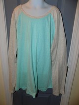 Justice Heathered Gray/Aqua Long Sleeve Shirt Size 16 Girl's EUC - £13.15 GBP