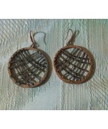 Copper Colored Dreamcatcher Earrings Hoops Pierced 1.5&quot; Round Circle - £10.86 GBP