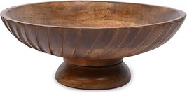 Mango Wood Decorative Wooden Bowl Hand Carved Home Decor for Dining Table - £77.80 GBP