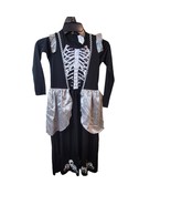 Skeleton Queen Halloween Costumes Girls Size 9-10Y Black Gown Silver White - £15.64 GBP