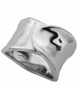 Macys 925 Sterling Silver High Polish Plain Wide Band Ring - £31.16 GBP