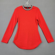 rue21 Women Shirt Size S Red Stretch Knit Preppy Long Sleeve Round Neck Casual - £7.77 GBP