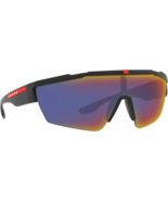 Prada PS03XS DG008F Linea Rossa Sunglasses Black Rubber Dark Grey Mirror... - €321,66 EUR