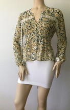 AMERICAN RAG Cie Yellow Mixed Shades Floral Pleated Top Blouse (Size M) - £11.95 GBP