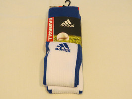 Adidas Climalite Unisex compressn Baseball 2 pair socks S small otc white blue - £11.92 GBP