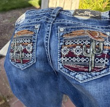 Miss Me Chloe Bootcut Jeans Womens 27 Southwest Embroidered Cactus Bling... - $47.98